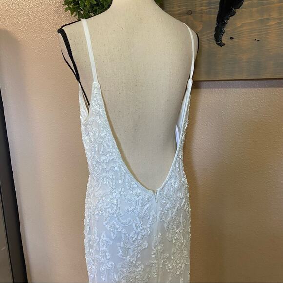 NWOT Lulus Everlasting Passion White Sequin Beaded Backless Maxi Dress - Picture 5 of 13